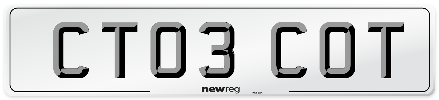 CT03 COT Number Plate from New Reg